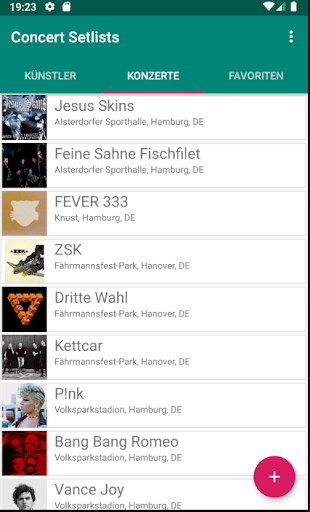 Concert Setlists Screen 2