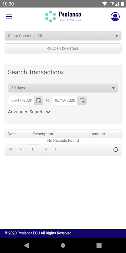Penlanco FCU Mobile Banking Screen 3