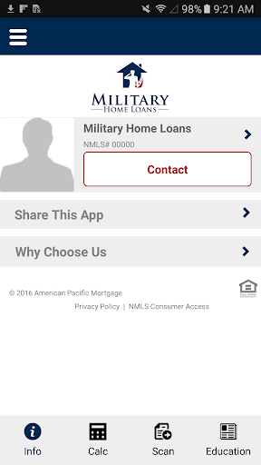 Android application Military Home Loans screenshort