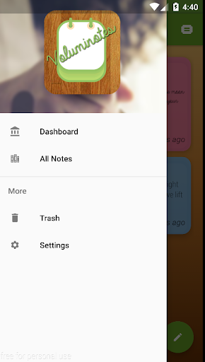 Android application Voluminotes screenshort