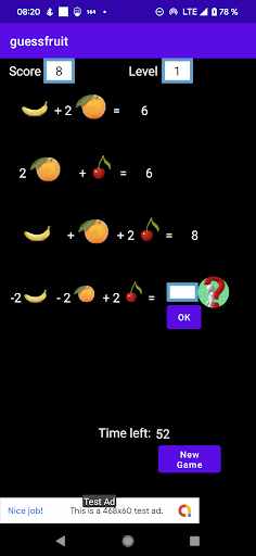 Fruits logical IQ test Screen 2