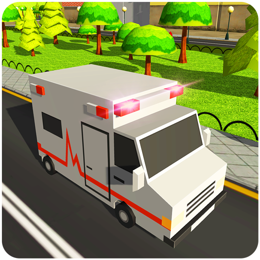 Blocky US Fire Truck  Army Ambulance Rescue Game