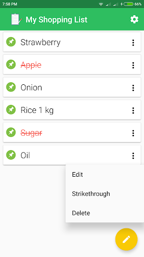Screenshot of My Shopping List - to do list