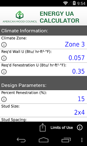 Android application AWC Energy UA Calculator screenshort