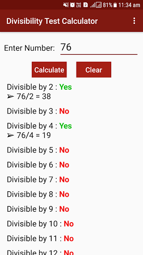 Divisibility Test Calculator