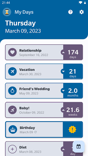 Android application My Days screenshort