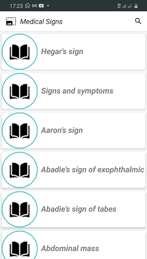 Android application Signs and symptoms screenshort