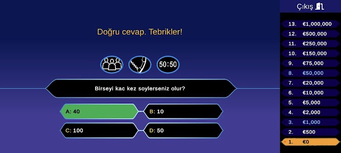 Milyoner Türkçe - Bilgi oyunu Unknown