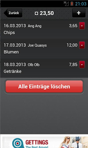 Urlaubskasse / Holiday Cash Screen 2