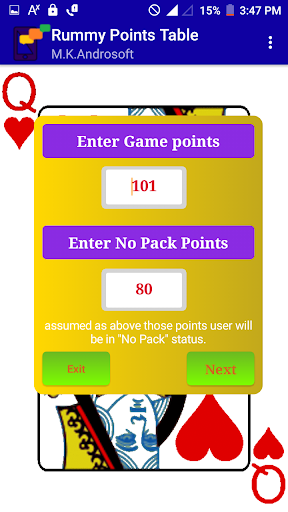 Android application Rummy Points Table screenshort