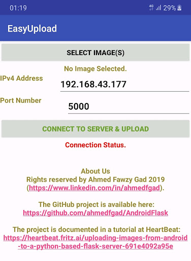 Android application EasyUpload: Android to PC File screenshort