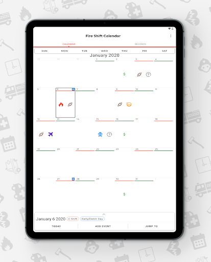 Screenshot of Fire Shift Calendar