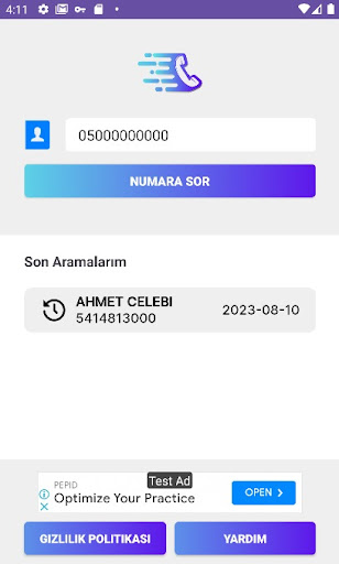Android application NumaraSor - Numara Sorgulama screenshort