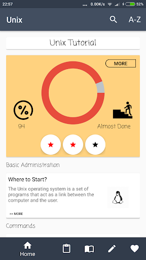 Android application Unix Tutorial screenshort
