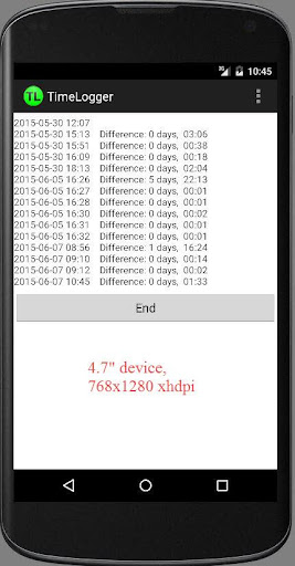 Android application TimeLogger screenshort