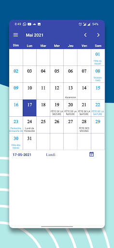 Français Calendrier 2021  Vac