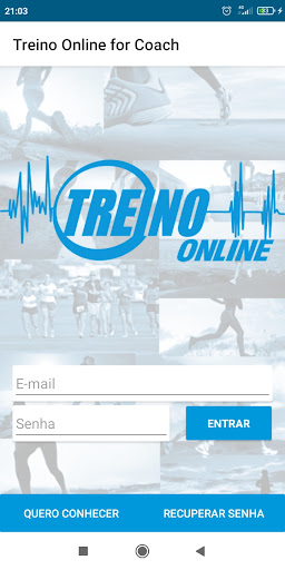 Android application Treino Online for Coach screenshort