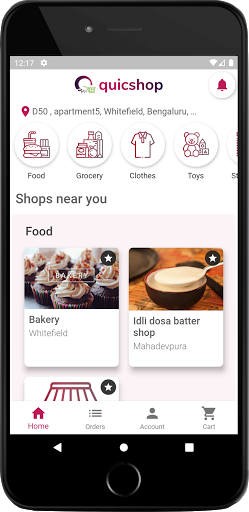 Android application quicshop screenshort