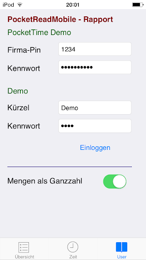 Android application pocketTIME screenshort