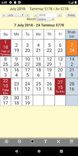 Android application Jewish Calendar and Holidays L screenshort