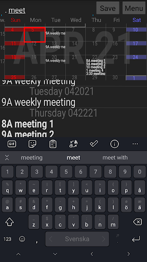 Small Simple Calendar Screen 2