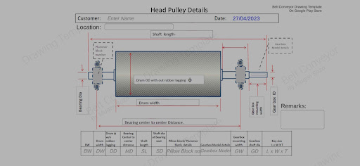 Android application Belt Conveyor Drawing Template screenshort