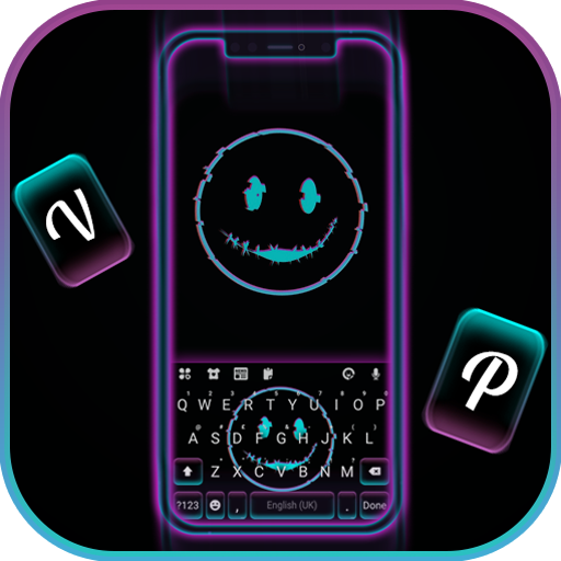 Neon Glitch Emoji Keyboard Bac logo