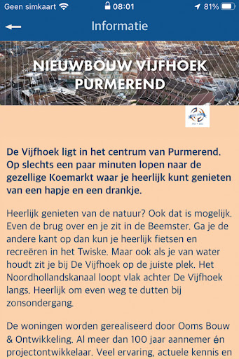 Android application Nieuwbouw Vijfhoek Purmerend screenshort