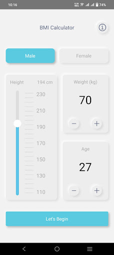 Android application BMI Calculator screenshort