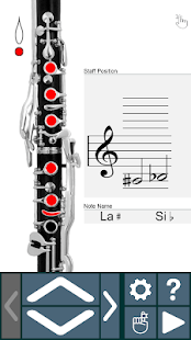 Snímek obrazovky Pozice držení klarinetu