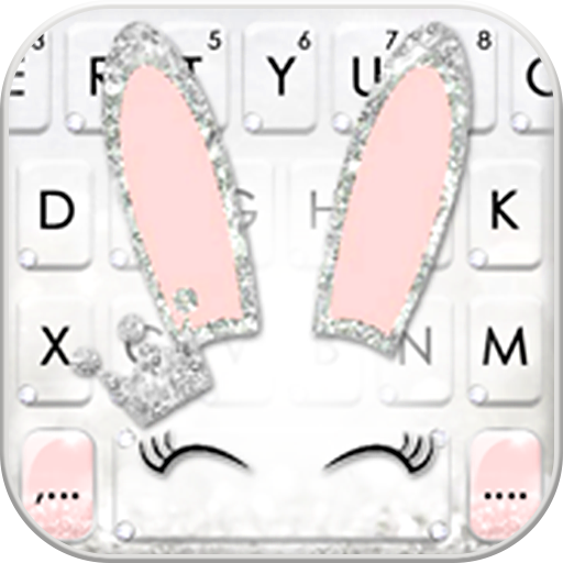Silver Glitter Bunny Keyboard   Icon