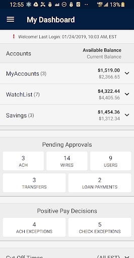 Android application Keystone Treasury Management screenshort