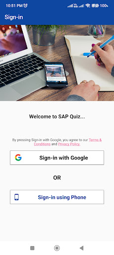Android application SAP Quiz screenshort