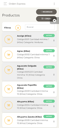 Android application OrdenExpress screenshort