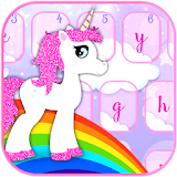 Pink Glitter Unicorn and Rainbows Keyboard icon