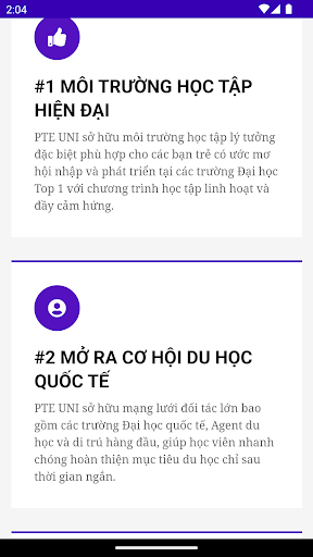PTE UNI Screen 2