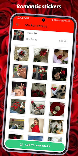 Android application WASticker - Romantic flowers screenshort