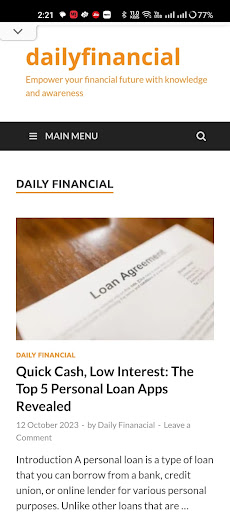 Android application Daily Financial screenshort