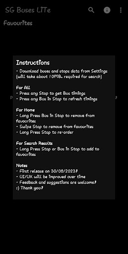 Android application SG Buses LiTe screenshort