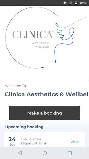 Android application Clinica Aesthetics & Wellbeing screenshort