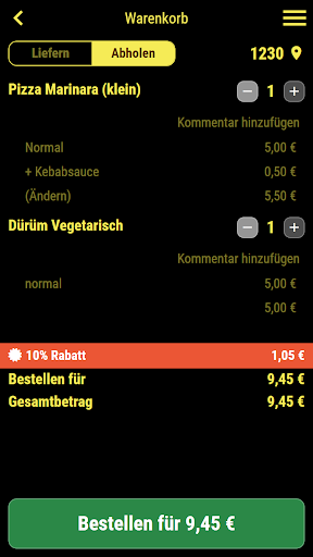 Pizza Deluxe Wien Screen 2