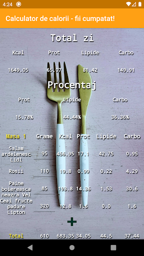 Calculator de calorii Screen 2