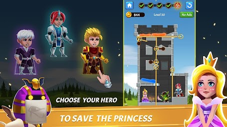 Hero Rescue - Pin Puzzle - Pull the Pin