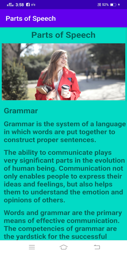 English Grammar Parts of Speec Screen 2