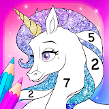 Rainbow Unicorns Coloring Book by Numbers icon