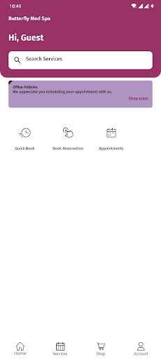 Android application Butterfly Medical Spa screenshort