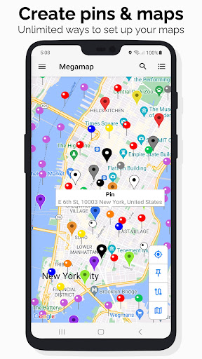 Android application Megamap - Create pins & maps screenshort