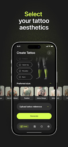 Screenshot of Ta2 - AI Tattoo Generator