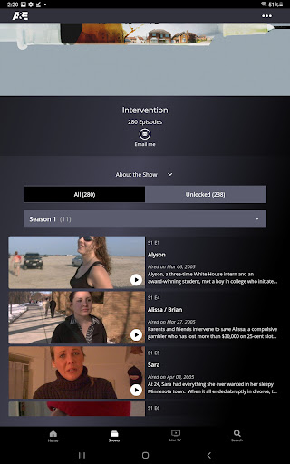 Screenshot of A&E: TV Shows That Matter