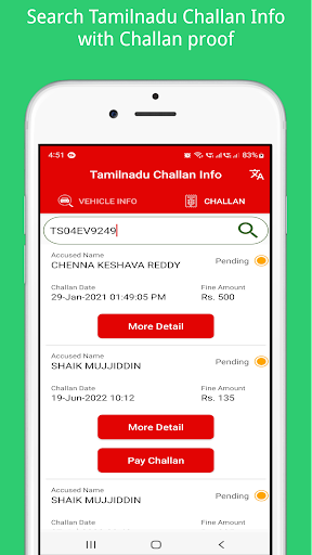 Tamilnadu Challan Info Screen 3